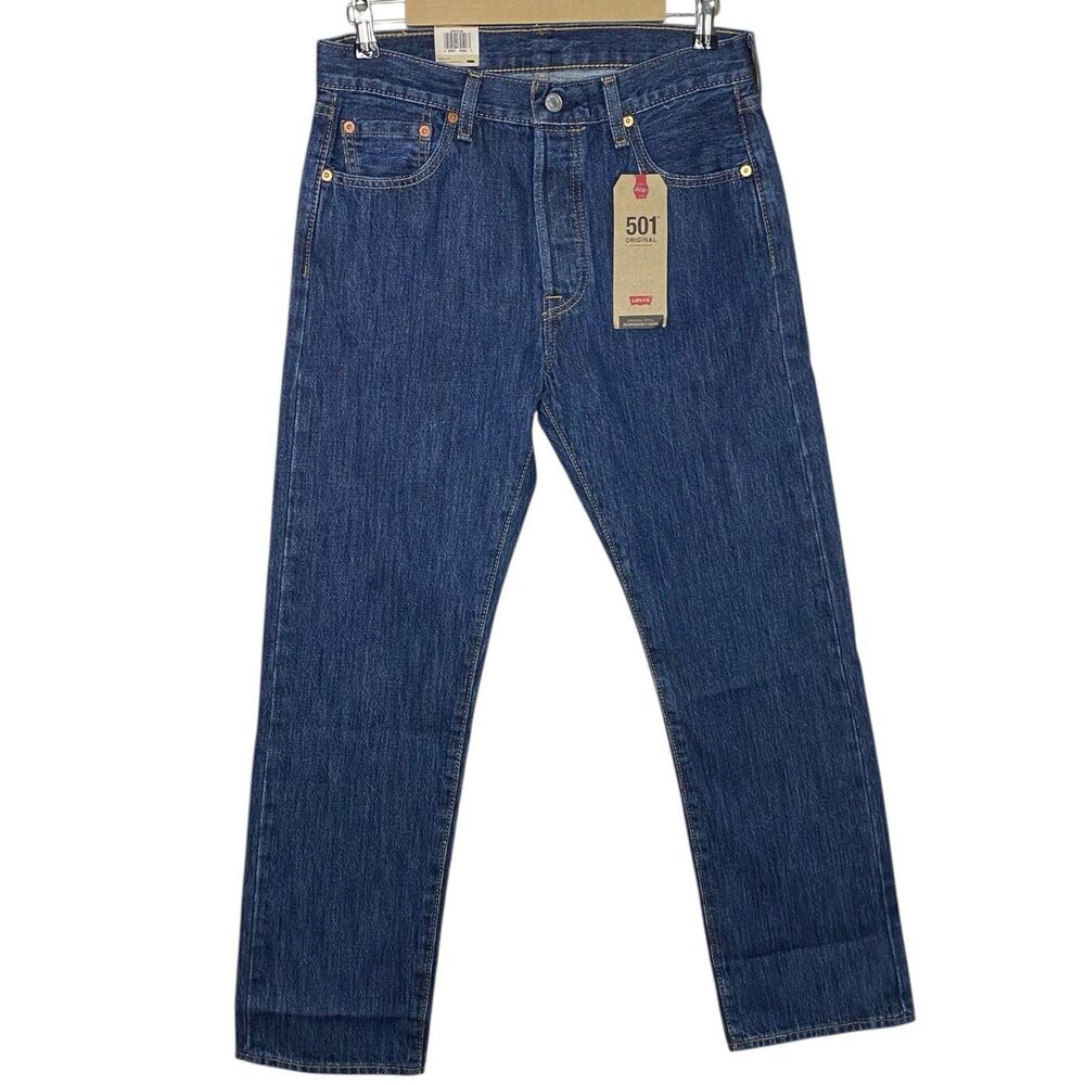 Levis 501 Jeans Mens 30x30 Blue Straight Leg Button Fly Cotton Medium Wash NWT